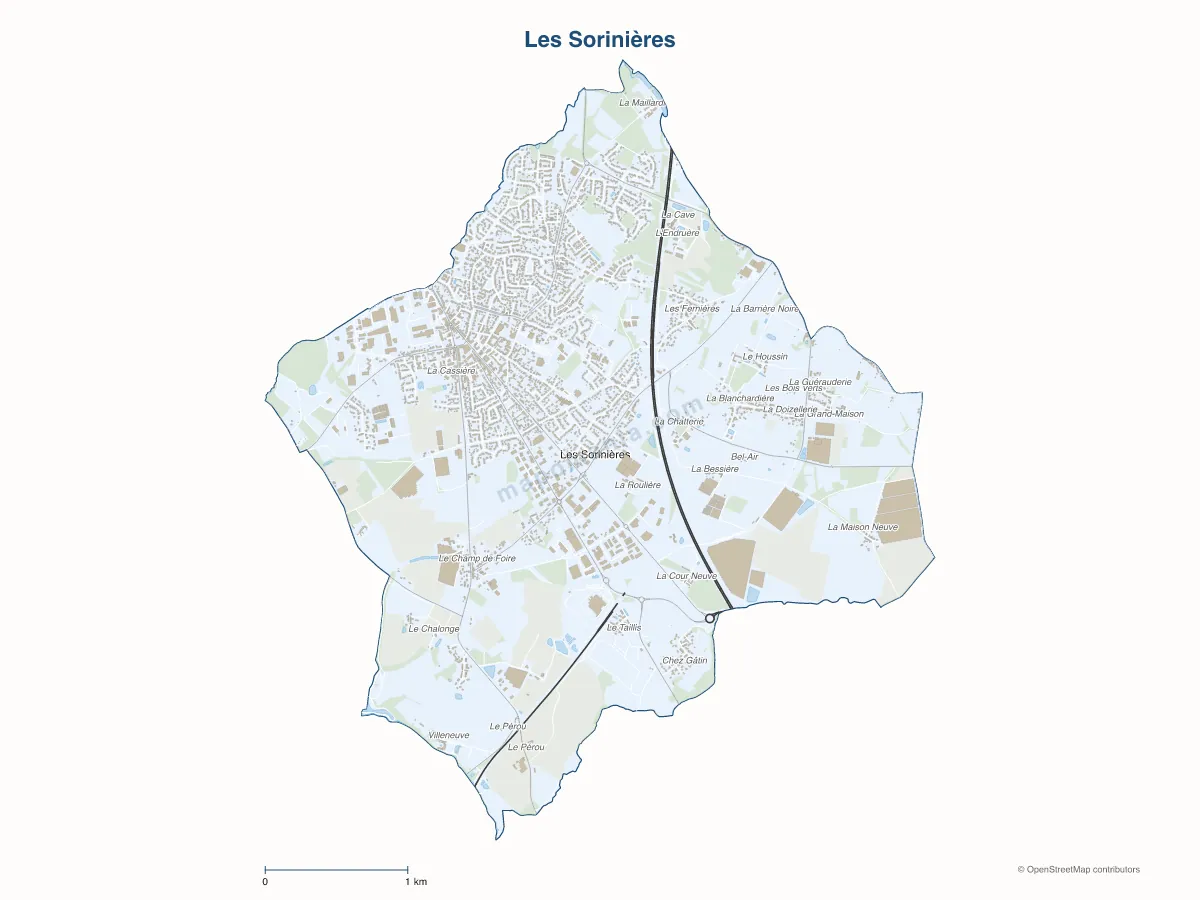 Carte de Les Sorinières à personnaliser