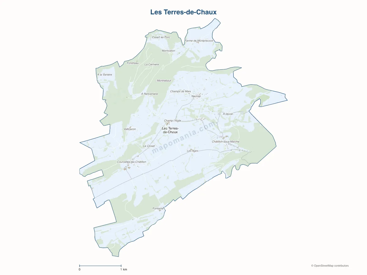 Carte de Les Terres-de-Chaux à personnaliser