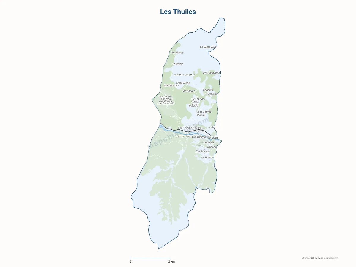 Carte de Les Thuiles à personnaliser