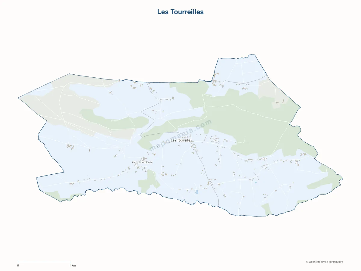 Carte de Les Tourreilles à personnaliser