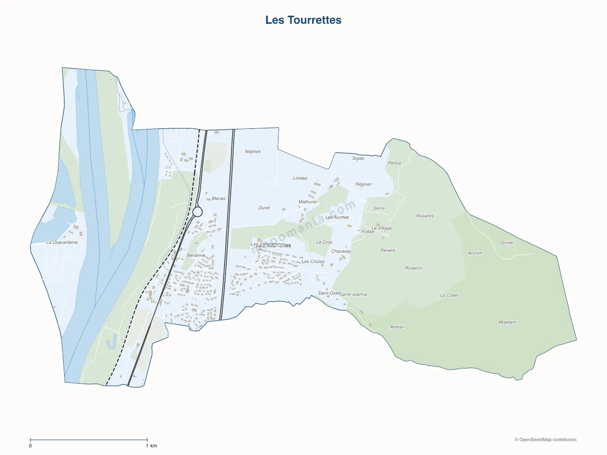 Carte de Les Tourrettes à personnaliser
