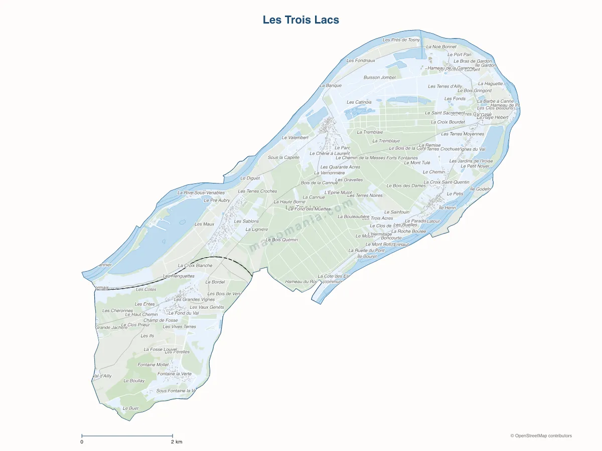 Carte de Les Trois Lacs à personnaliser