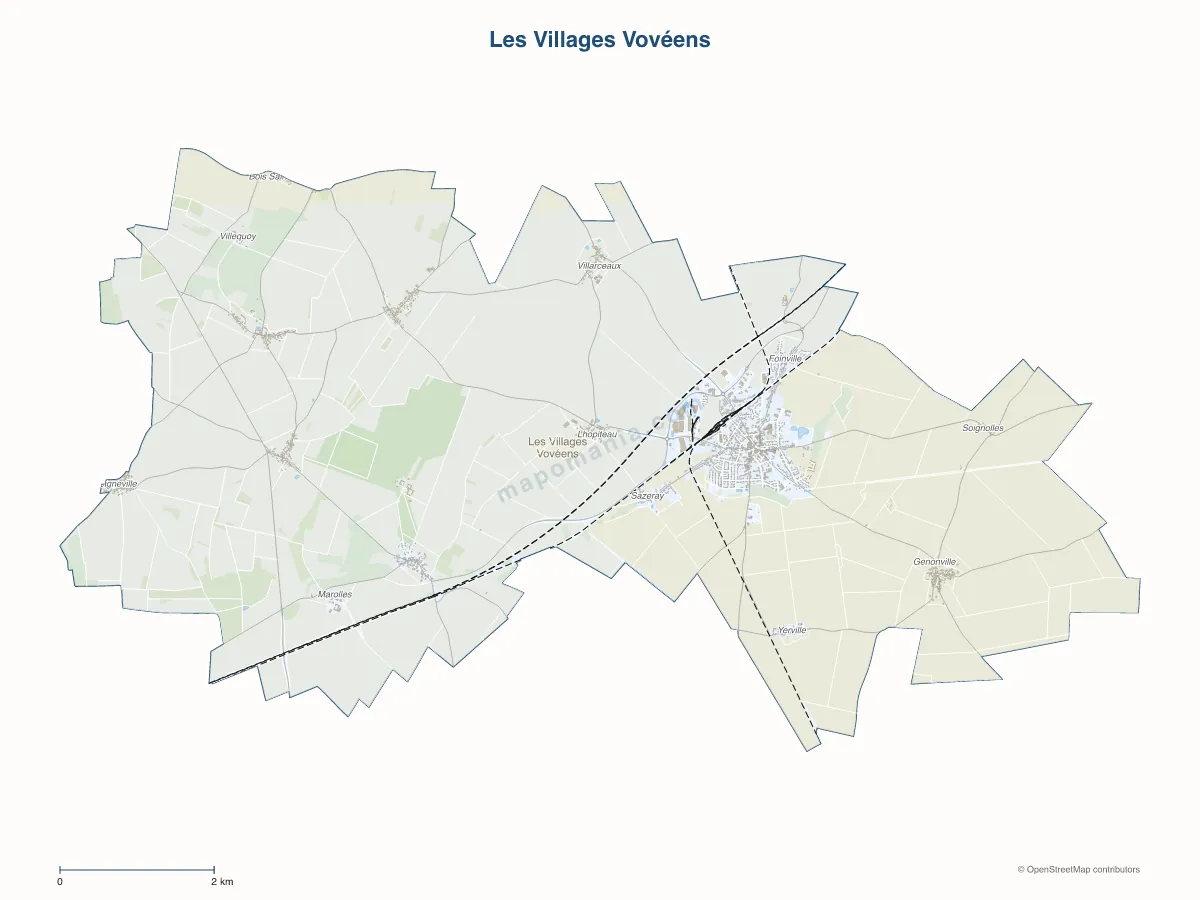 Carte de Les Villages Vovéens à personnaliser