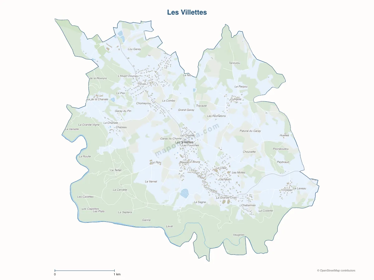 Carte de Les Villettes à personnaliser