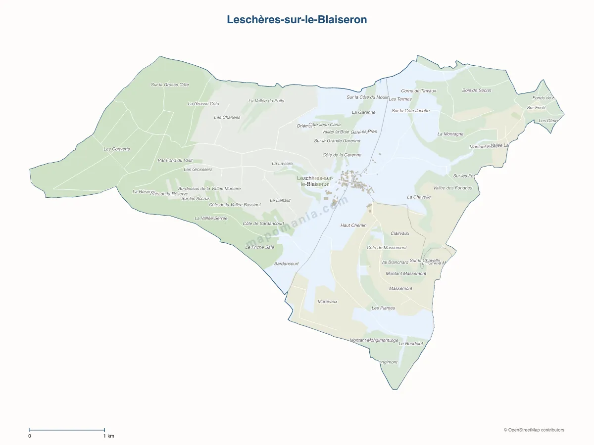 Carte de Leschères-sur-le-Blaiseron à personnaliser