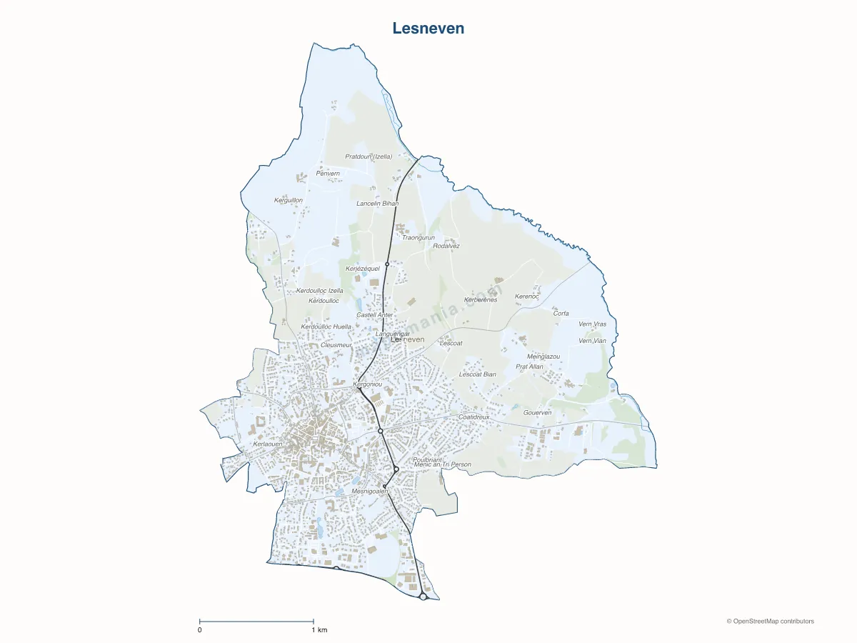 Carte de Lesneven à personnaliser