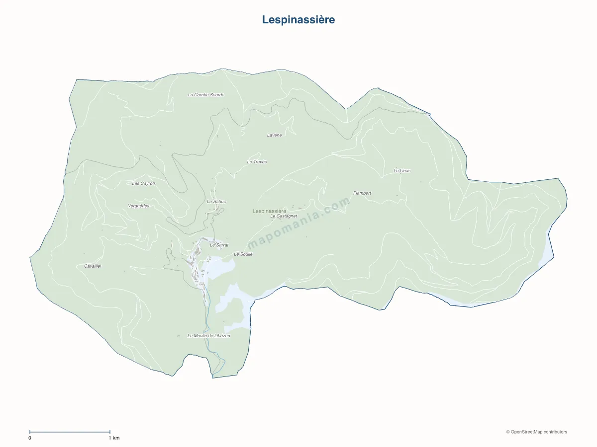 Carte de Lespinassière à personnaliser