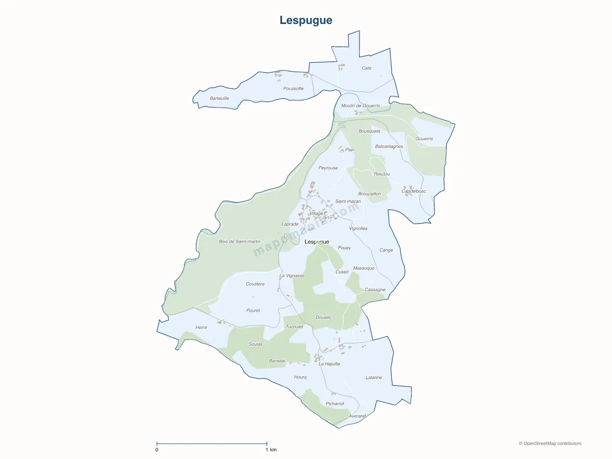 Carte de Lespugue à personnaliser