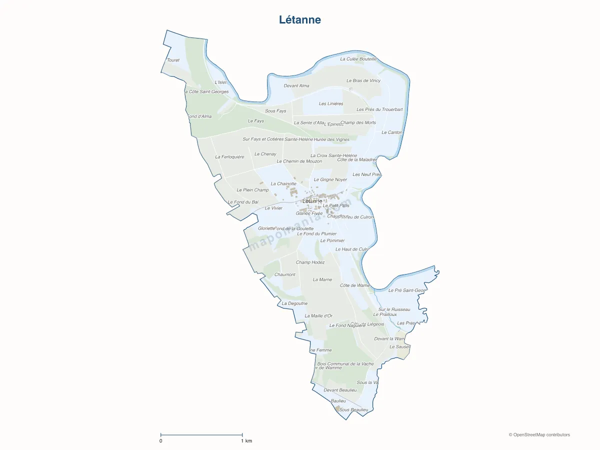 Carte de Létanne à personnaliser
