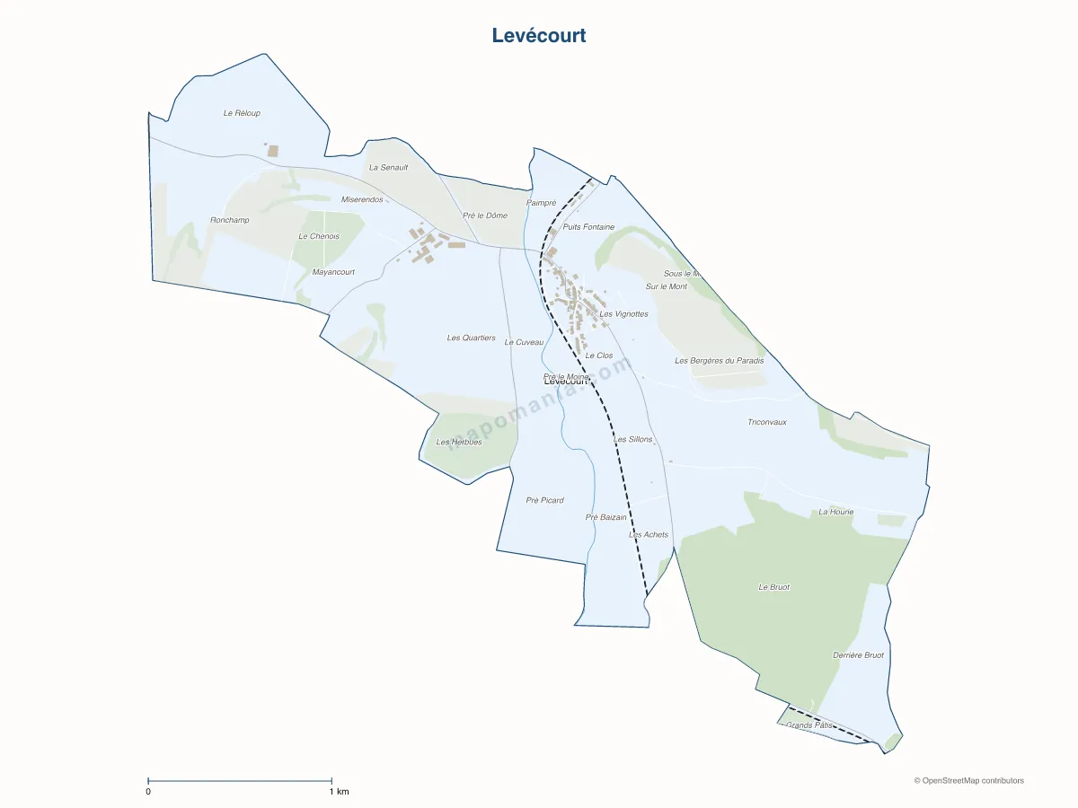 Carte de Levécourt à personnaliser