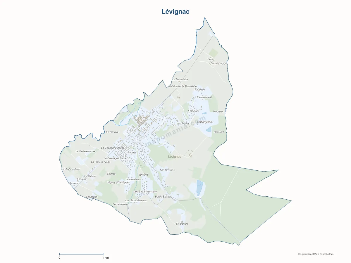 Carte de Lévignac à personnaliser