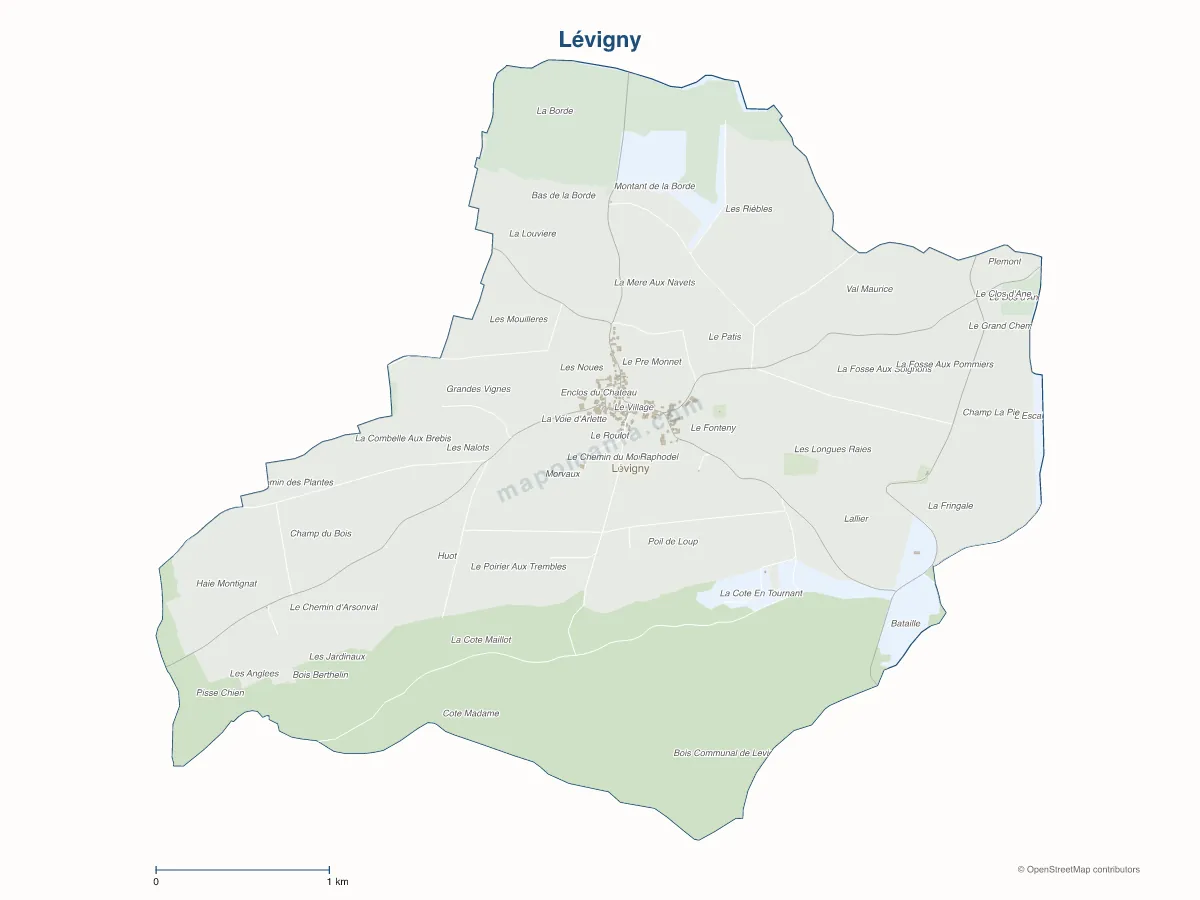Carte de Lévigny à personnaliser