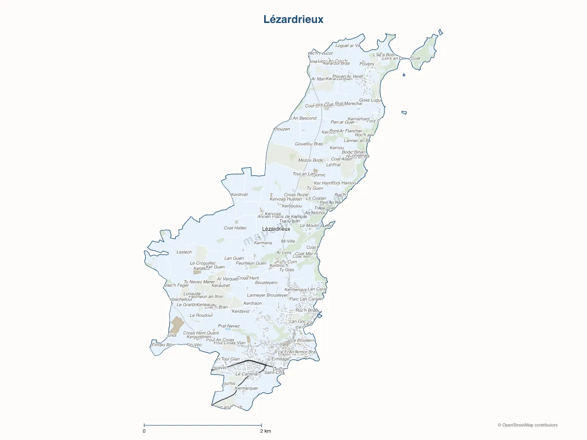 Carte de Lézardrieux à personnaliser