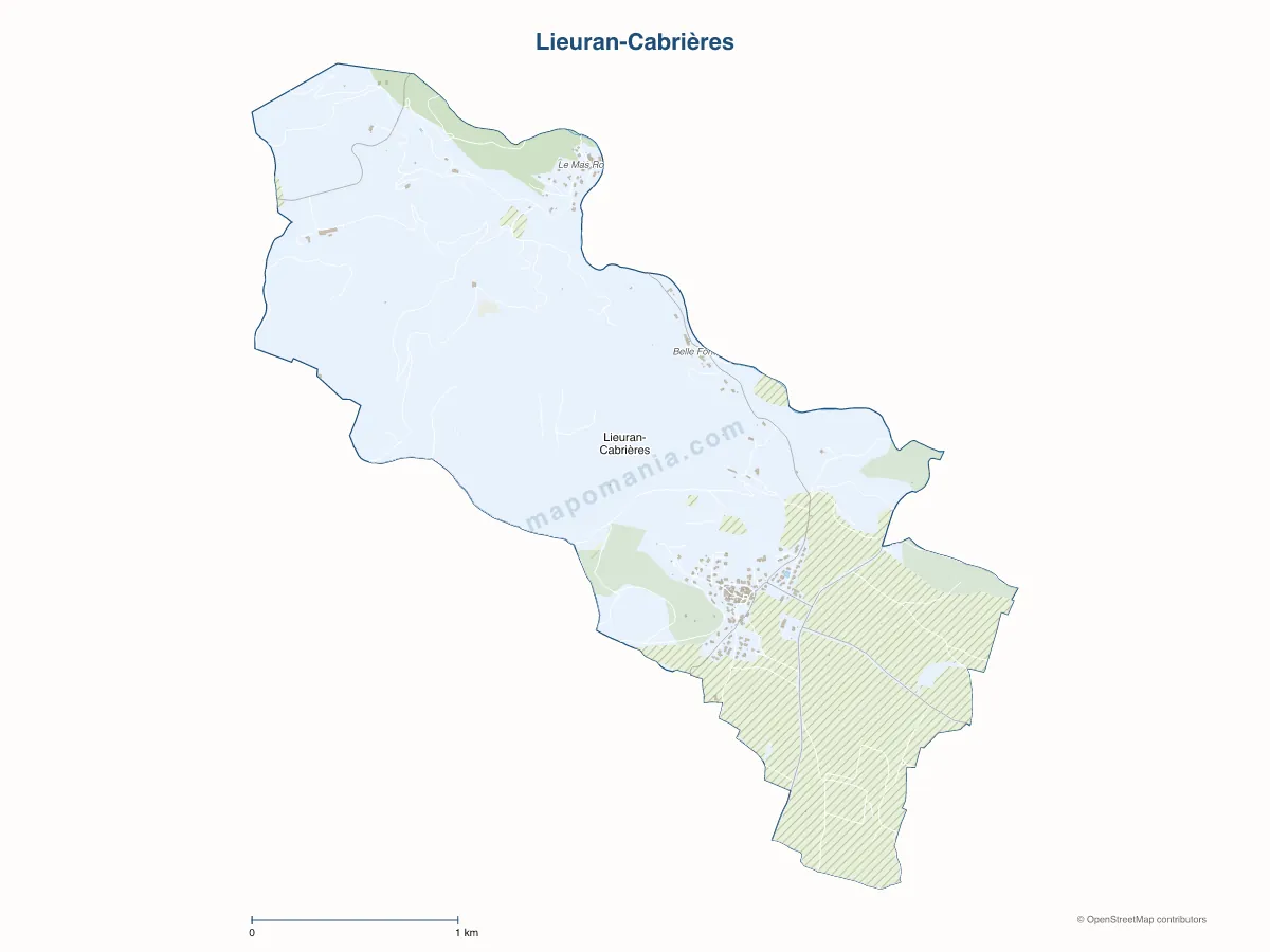 Carte de Lieuran-Cabrières à personnaliser