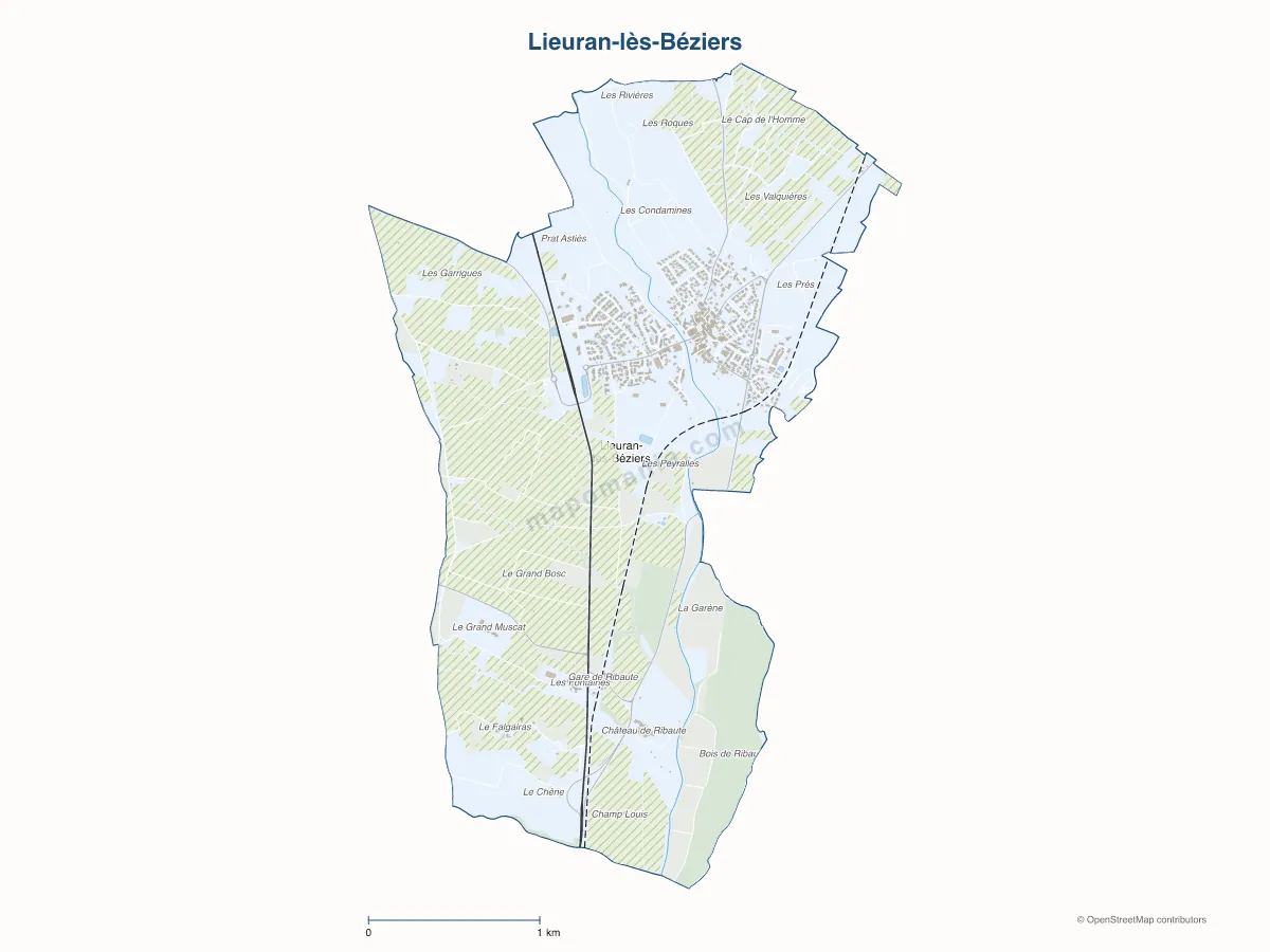 Carte de Lieuran-lès-Béziers à personnaliser