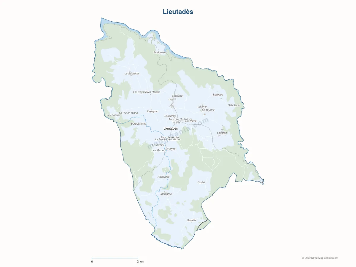 Carte de Lieutadès à personnaliser