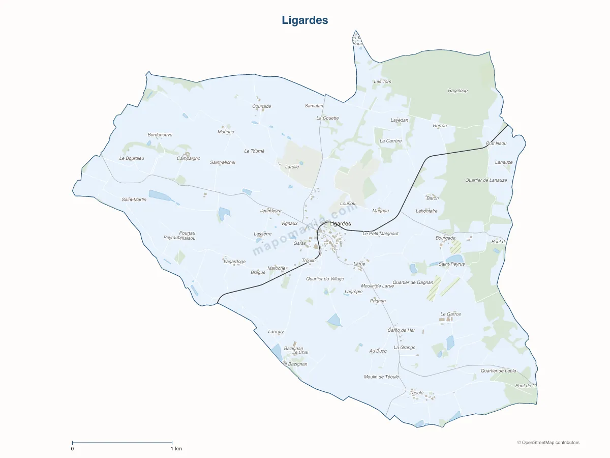 Carte de Ligardes à personnaliser