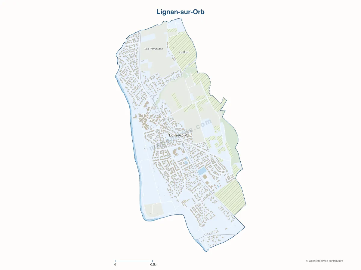 Carte de Lignan-sur-Orb à personnaliser