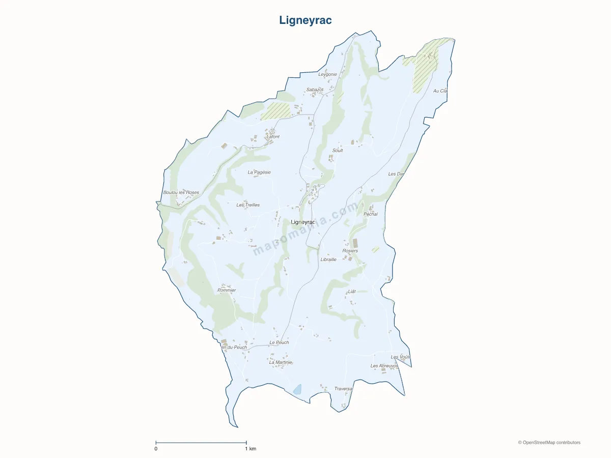 Carte de Ligneyrac à personnaliser