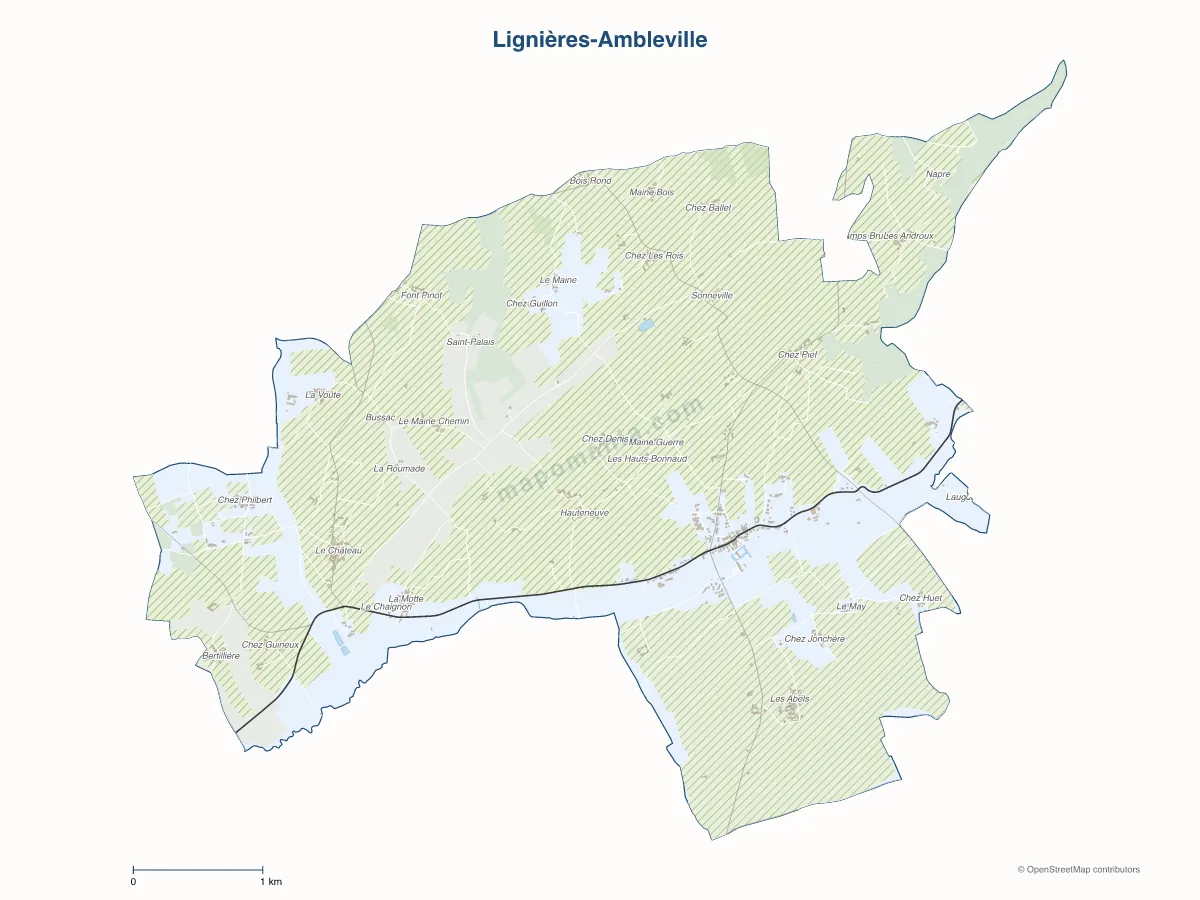 Carte de Lignières-Ambleville à personnaliser