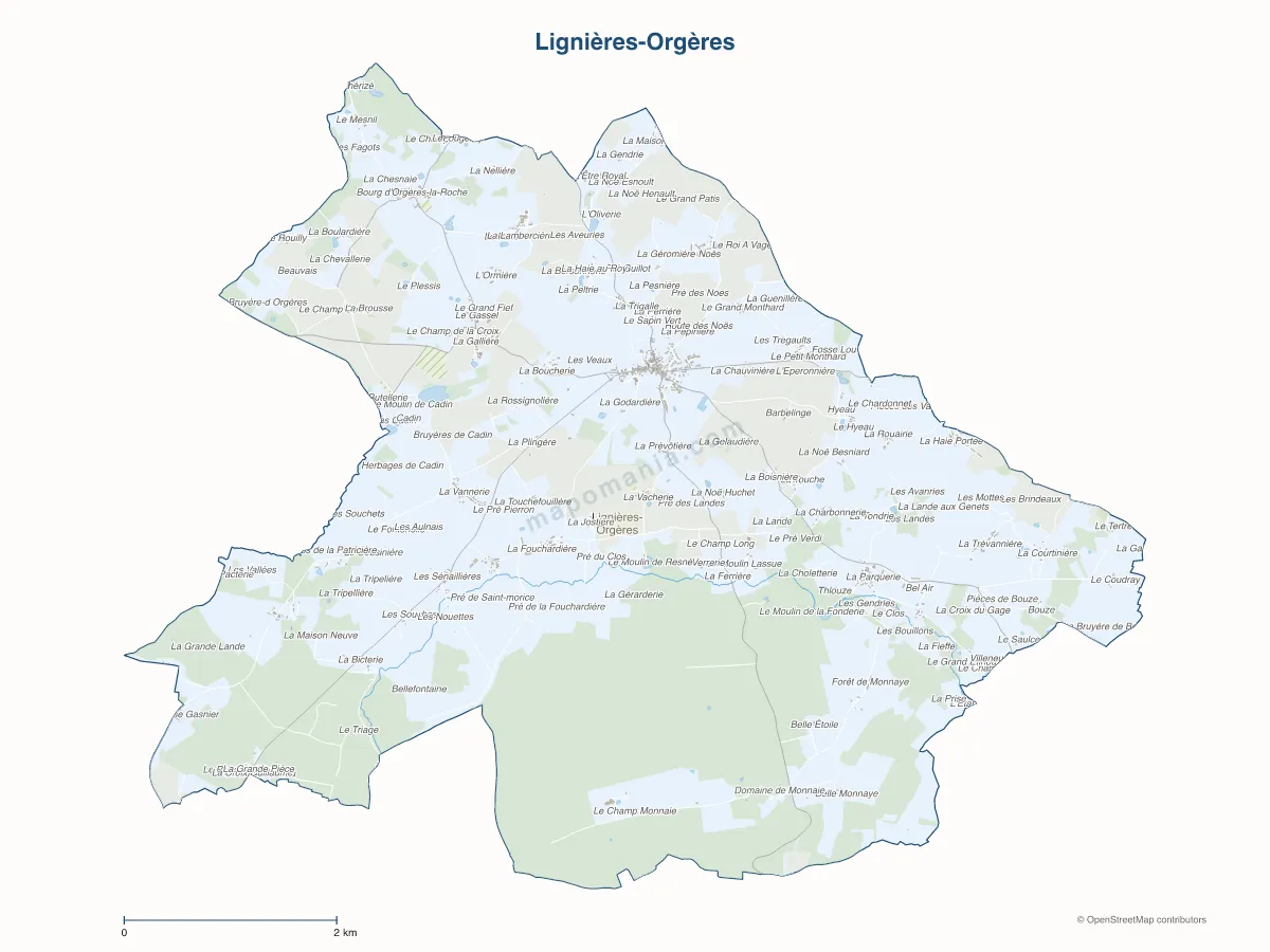 Carte de Lignières-Orgères à personnaliser
