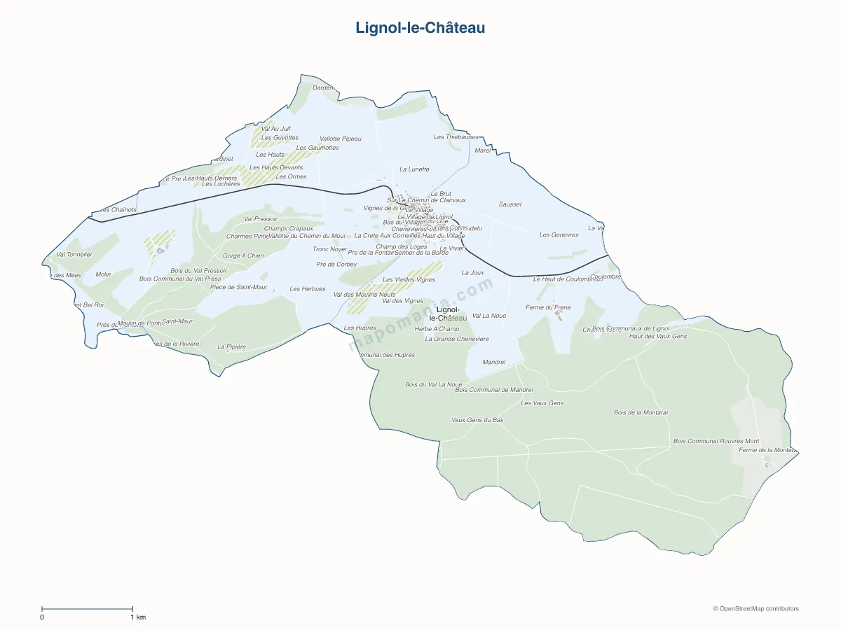 Carte de Lignol-le-Château à personnaliser