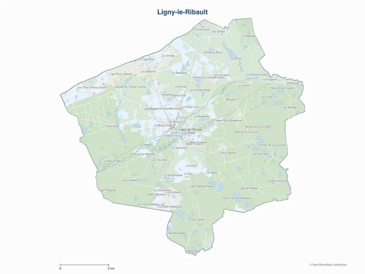 Carte de Ligny-le-Ribault à personnaliser