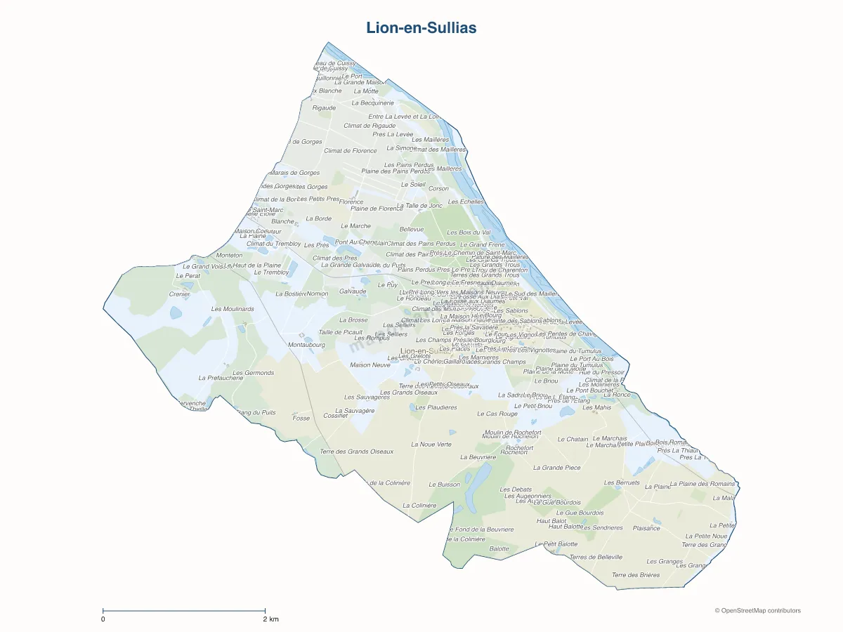 Carte de Lion-en-Sullias à personnaliser