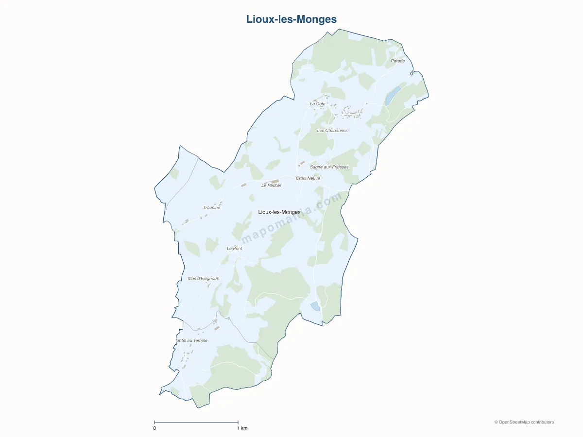 Carte de Lioux-les-Monges à personnaliser