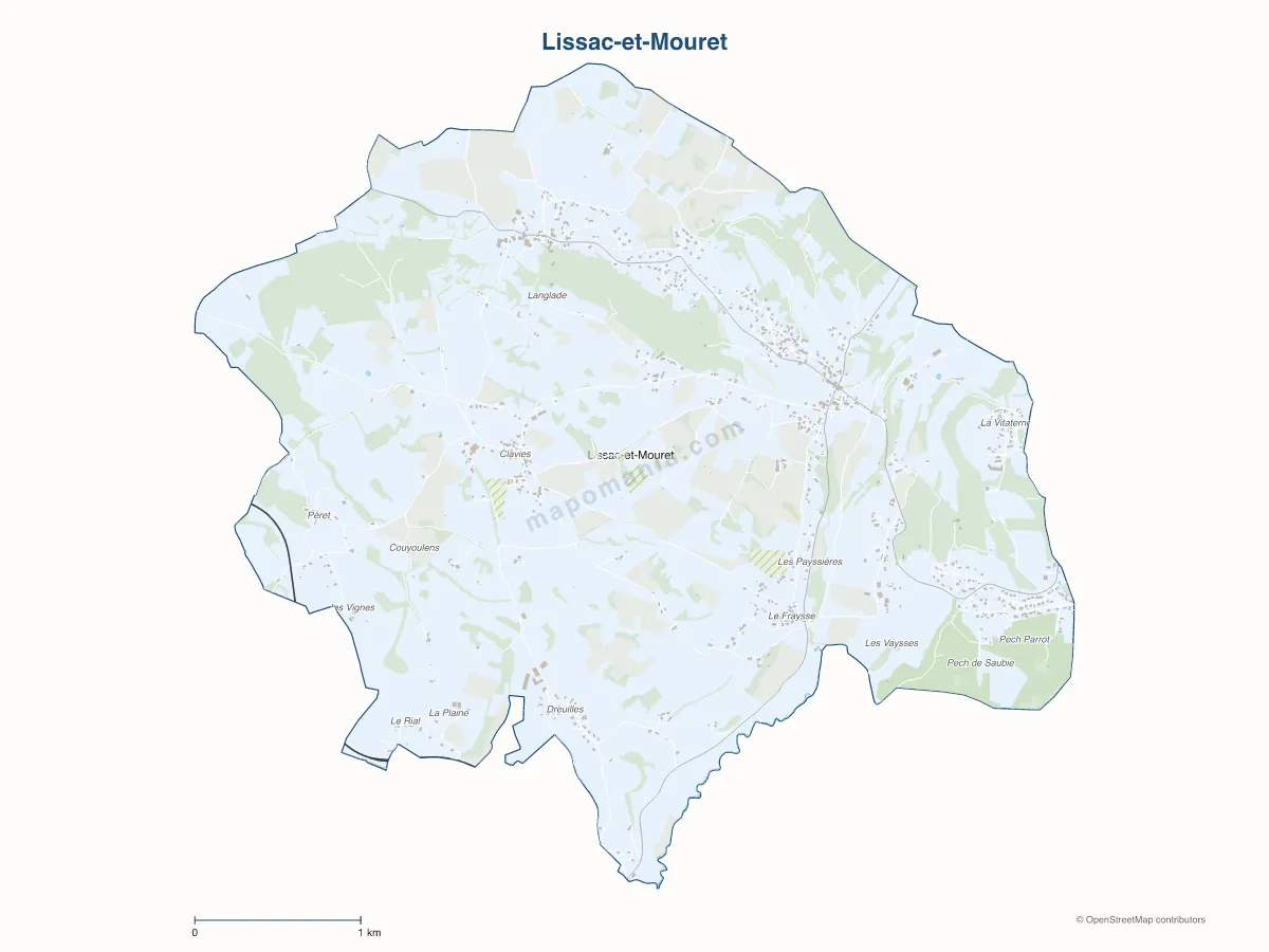 Carte de Lissac-et-Mouret à personnaliser