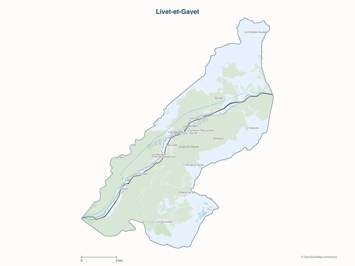Carte de Livet-et-Gavet à personnaliser
