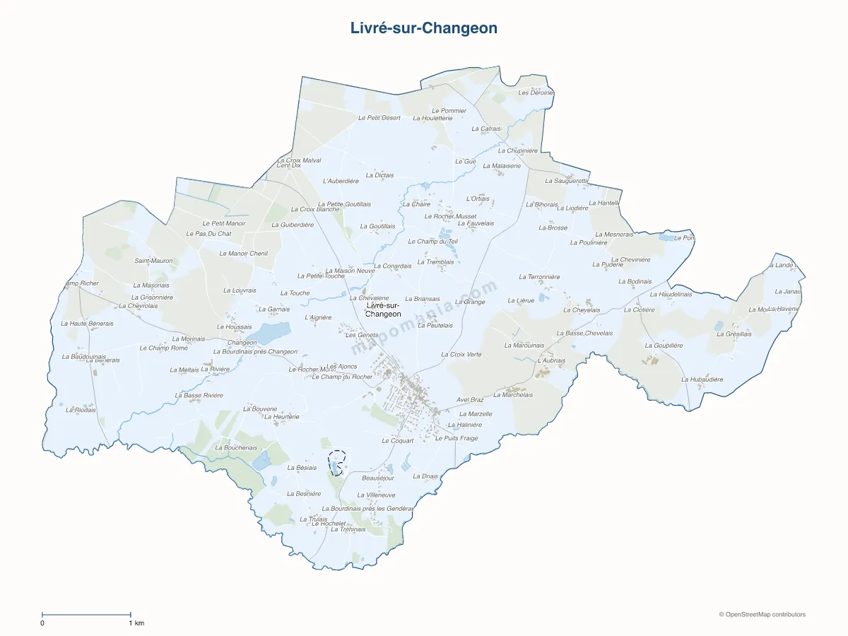Carte de Livré-sur-Changeon à personnaliser