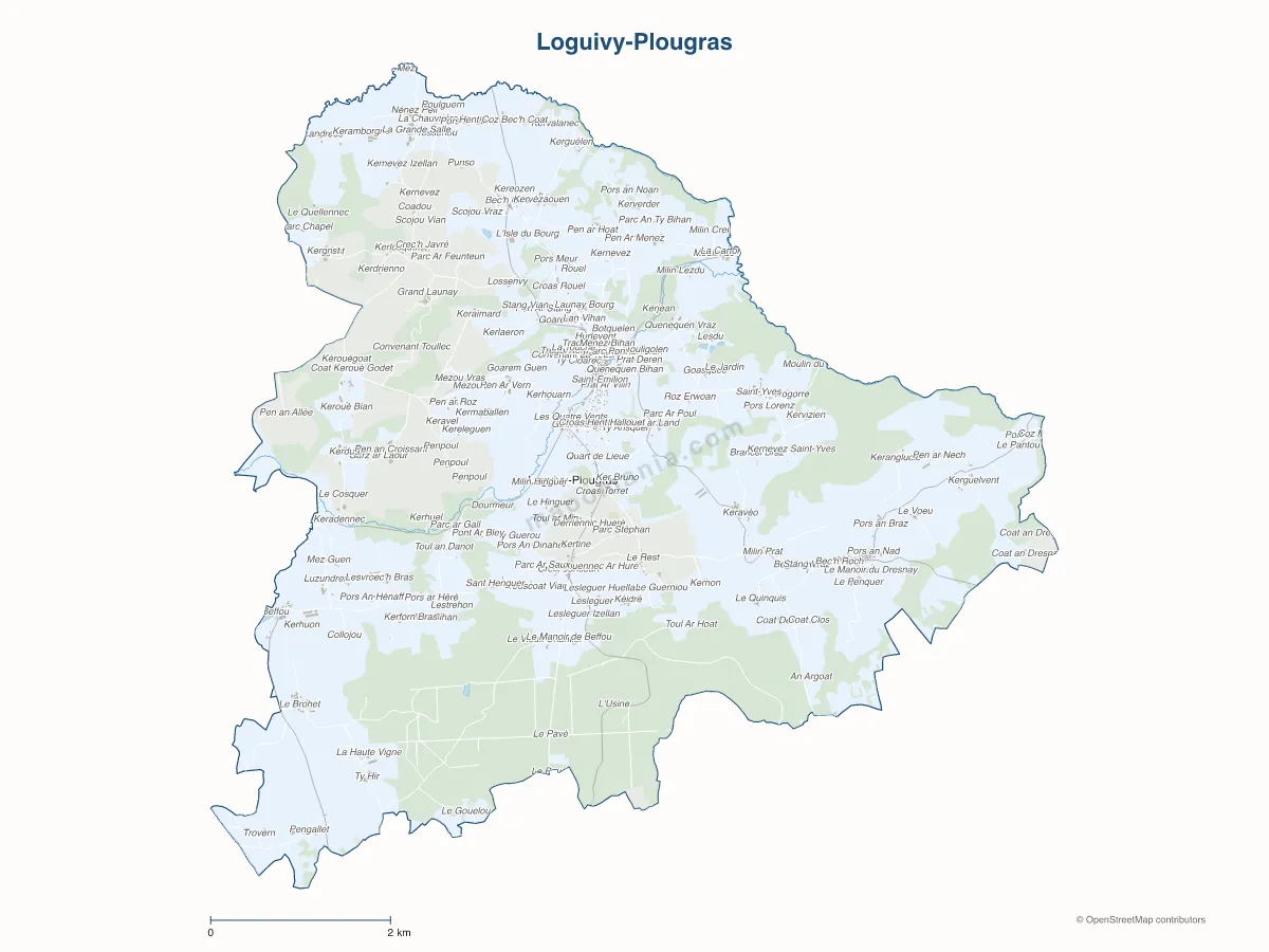 Carte de Loguivy-Plougras à personnaliser