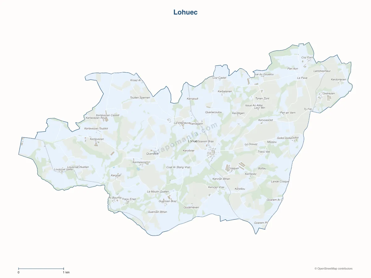Carte de Lohuec à personnaliser