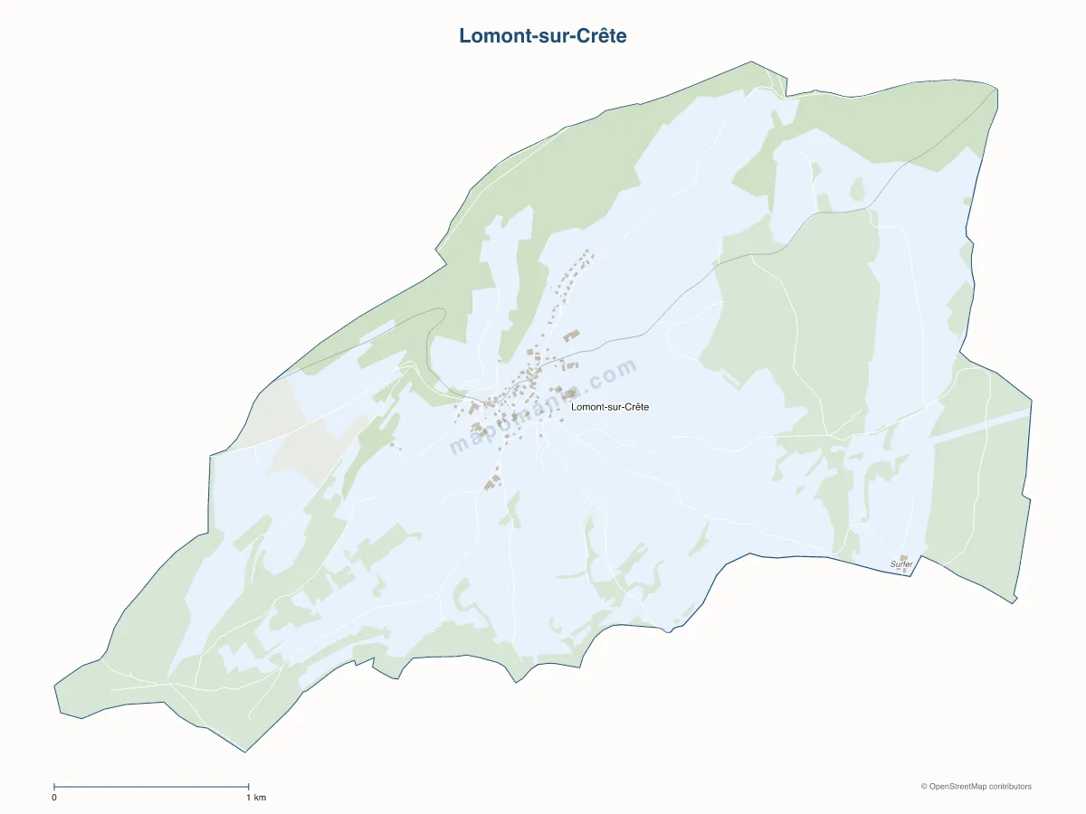 Carte de Lomont-sur-Crête à personnaliser