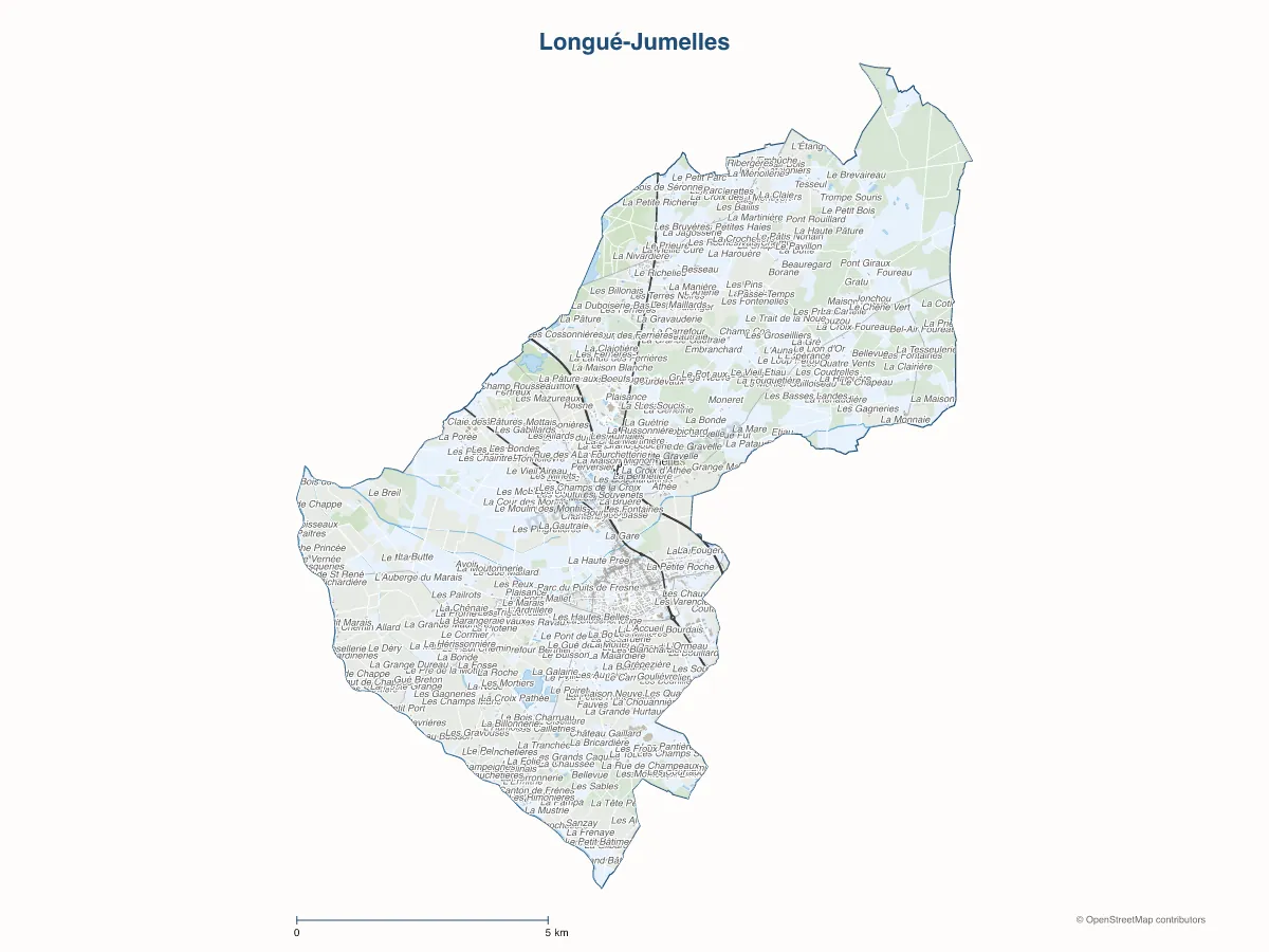 Carte de Longué-Jumelles à personnaliser