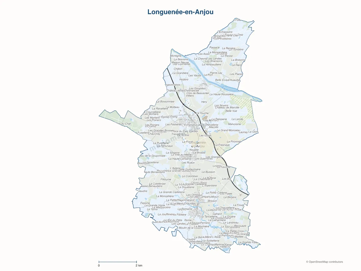 Carte de Longuenée-en-Anjou à personnaliser