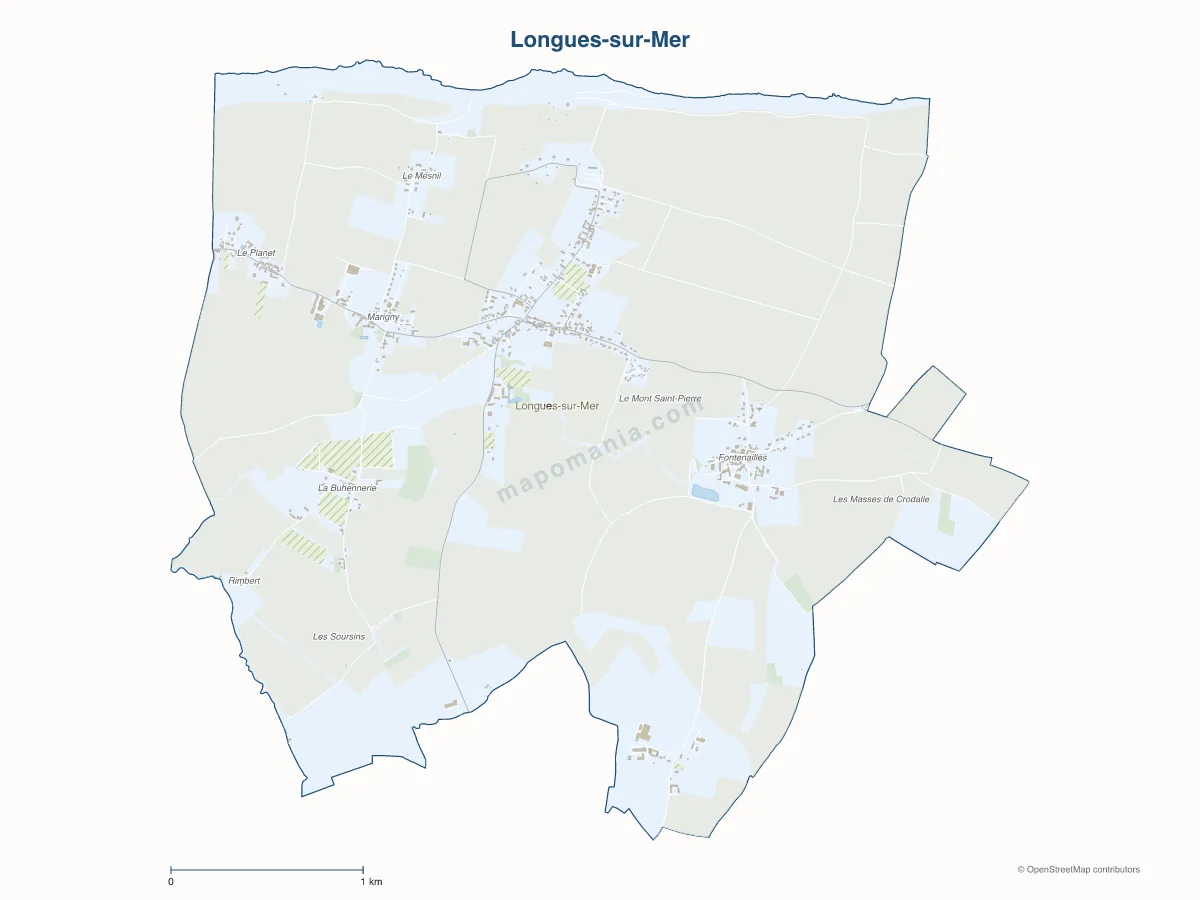 Carte de Longues-sur-Mer à personnaliser