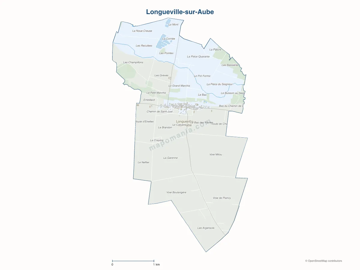 Carte de Longueville-sur-Aube à personnaliser