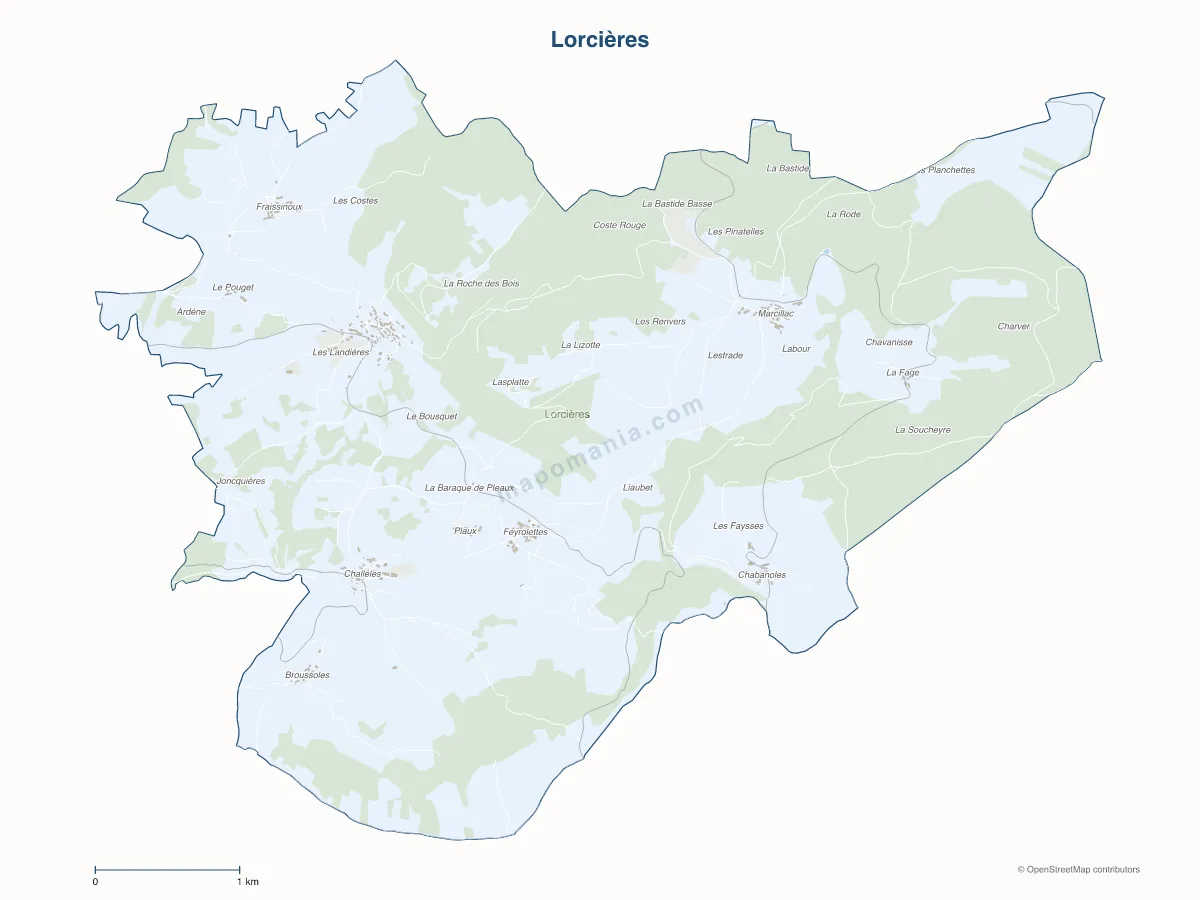 Carte de Lorcières à personnaliser
