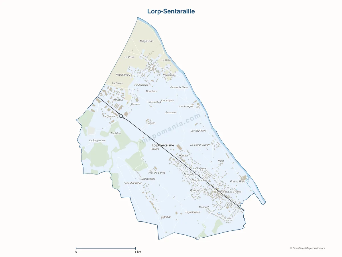 Carte de Lorp-Sentaraille à personnaliser