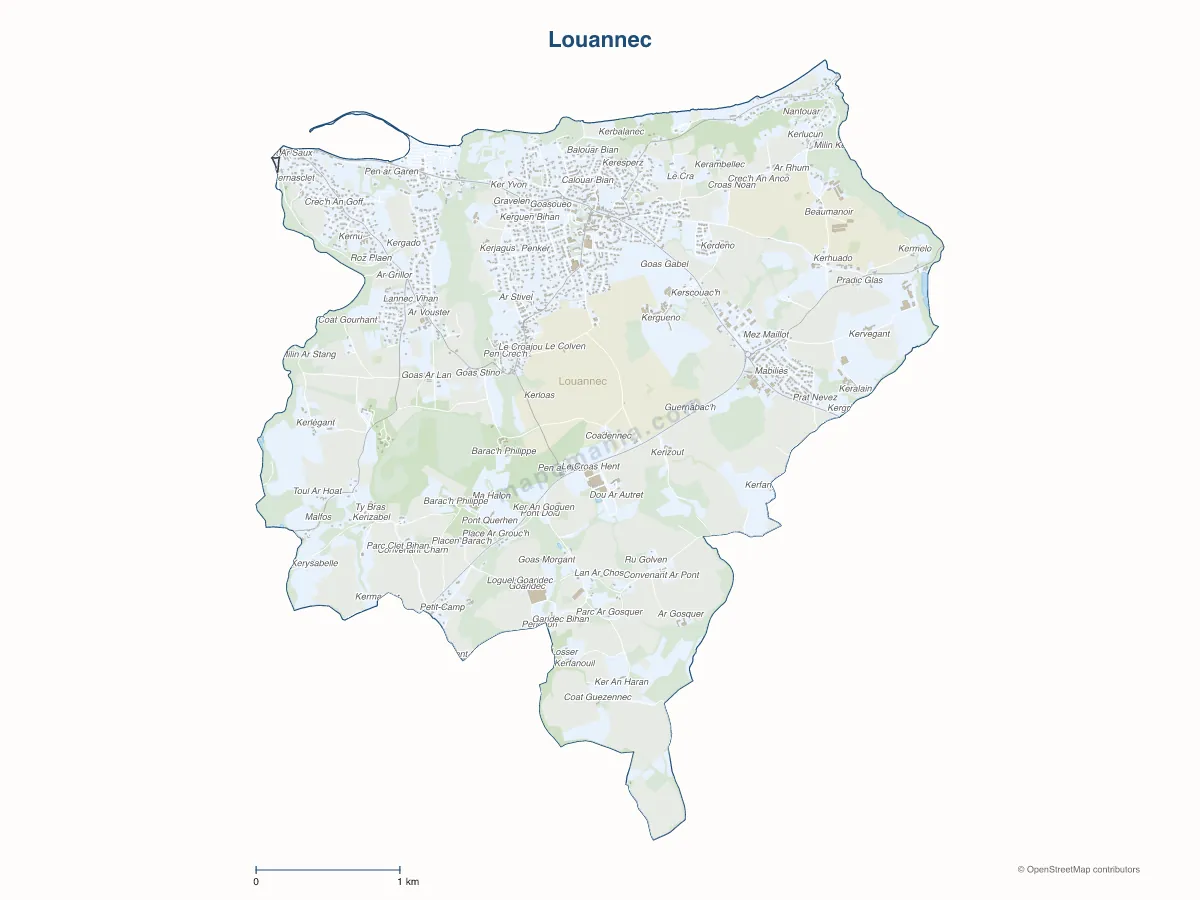 Carte de Louannec à personnaliser