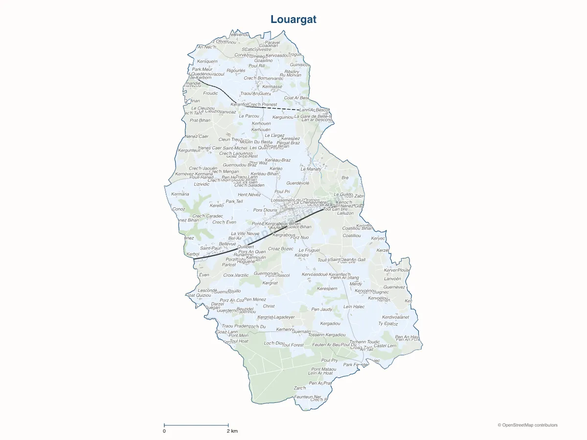 Carte de Louargat à personnaliser