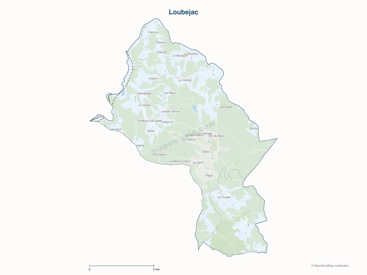 Carte de Loubejac à personnaliser