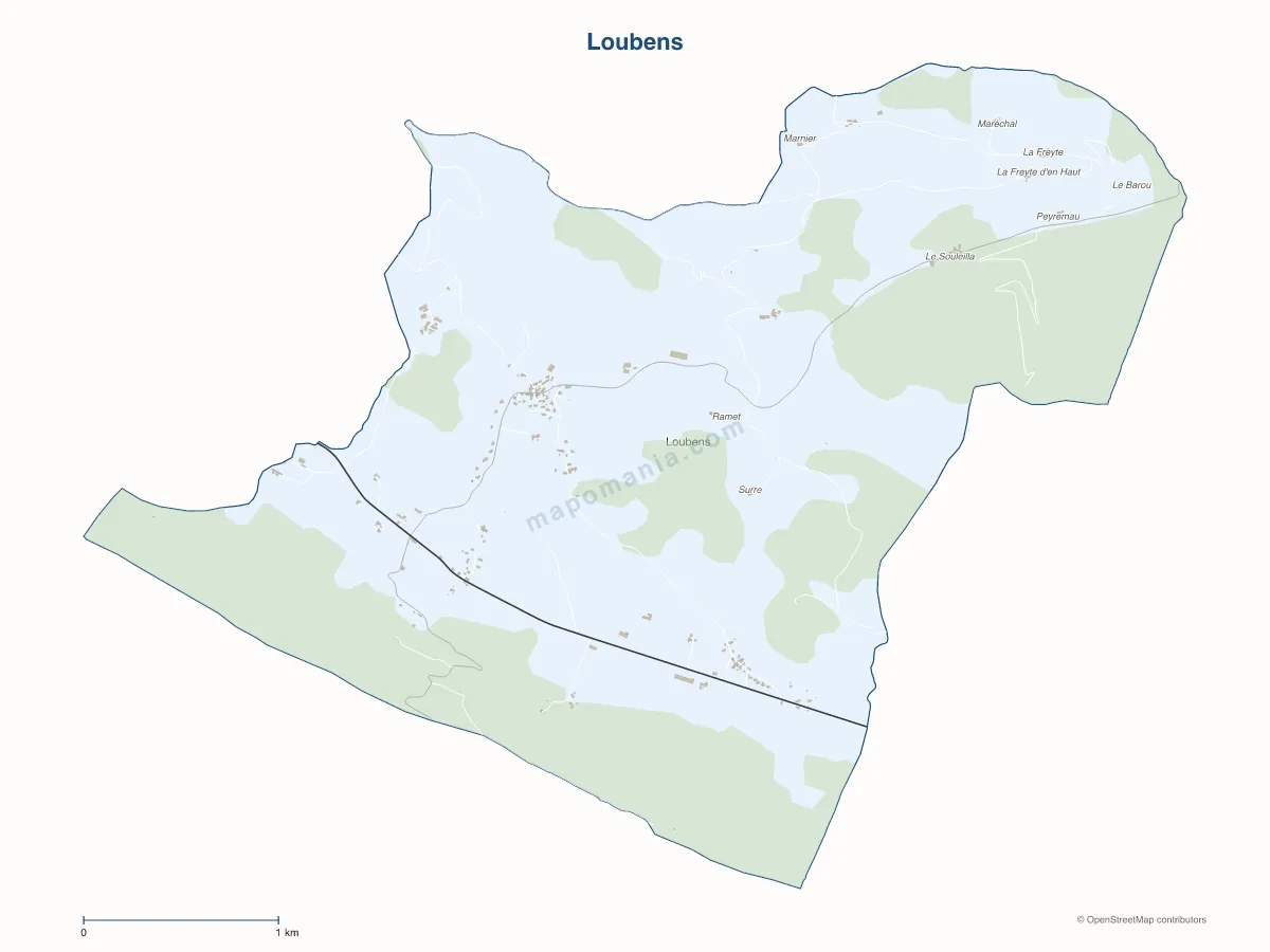 Carte de Loubens à personnaliser