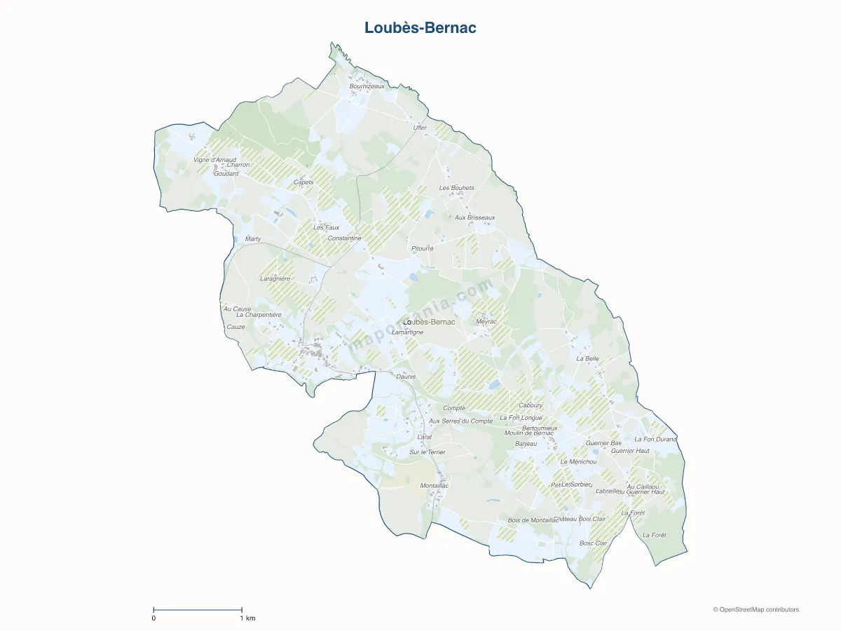 Carte de Loubès-Bernac à personnaliser