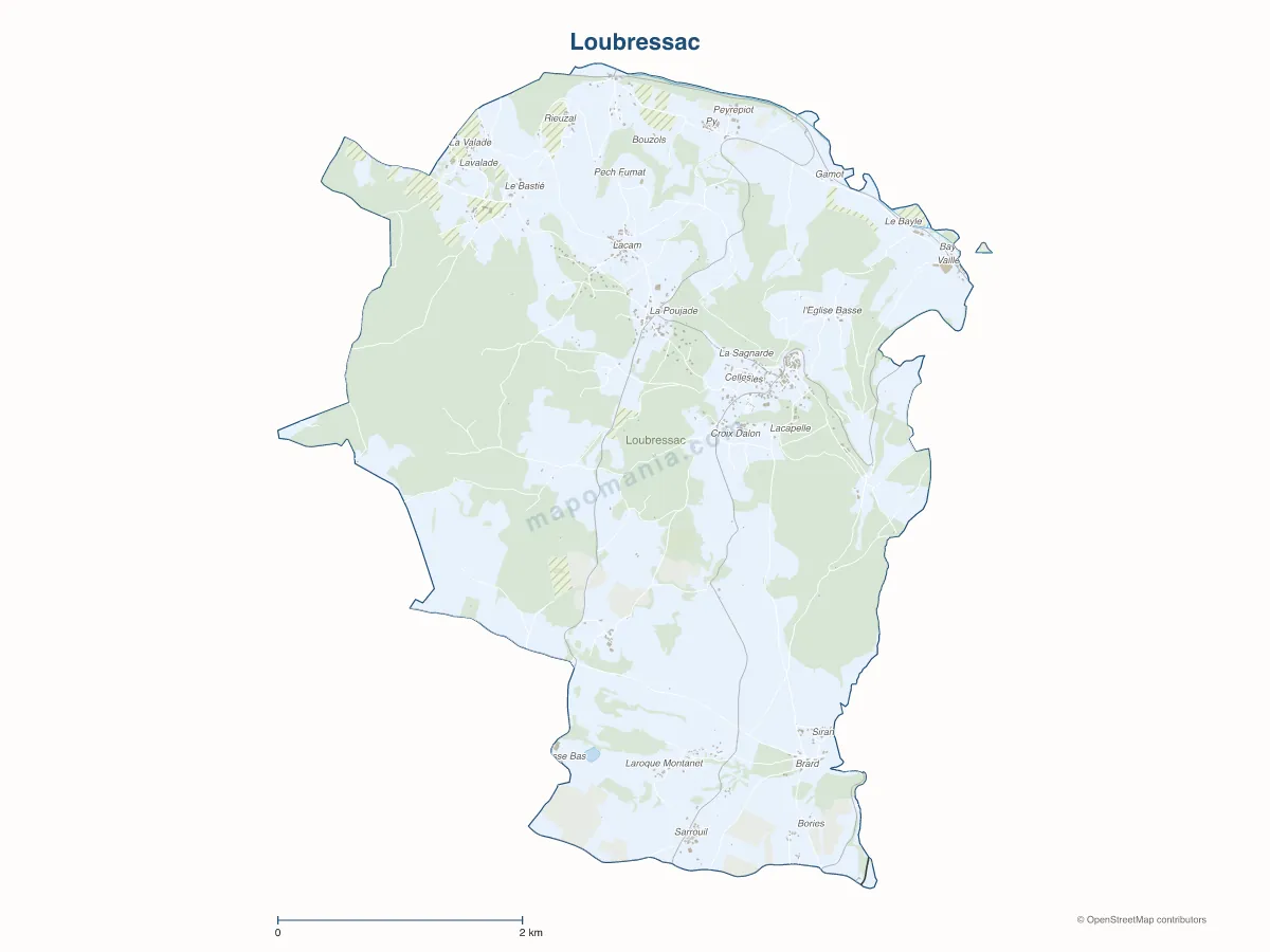 Carte de Loubressac à personnaliser