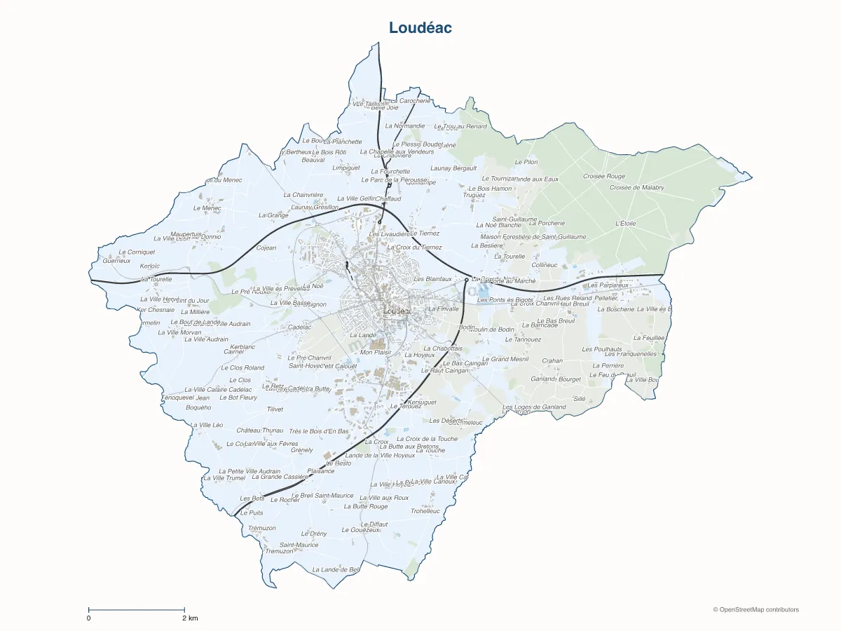 Carte de Loudéac à personnaliser