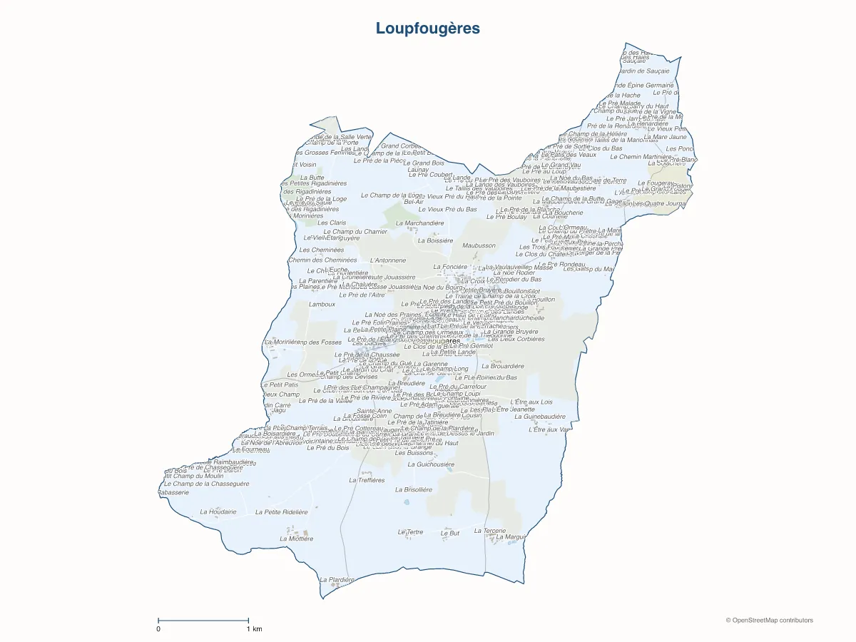 Carte de Loupfougères à personnaliser