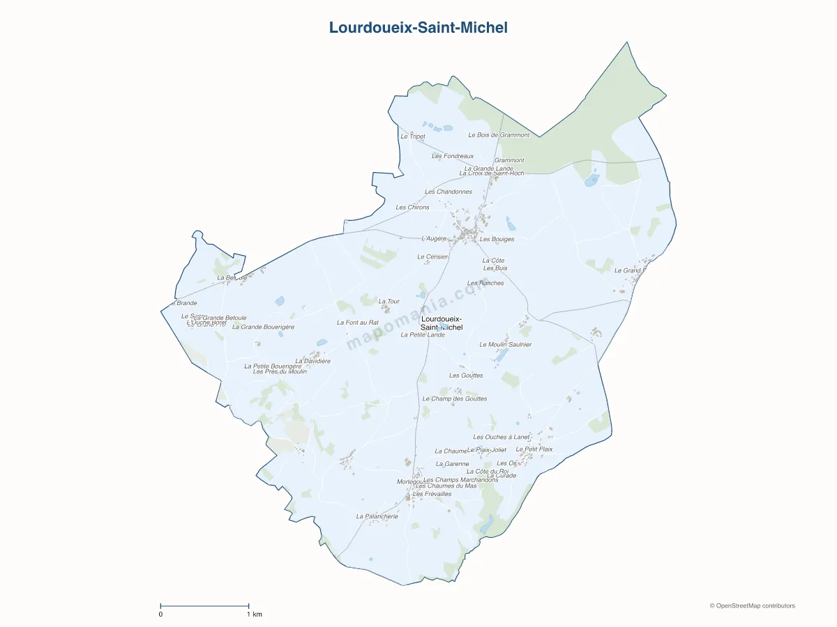 Carte de Lourdoueix-Saint-Michel à personnaliser